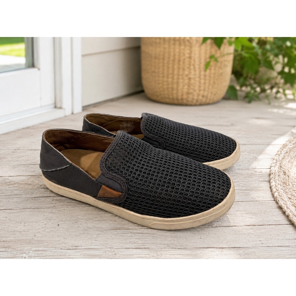 OluKai Pehuea Women 7.5 Mesh Slip On Sneakers Charcoal Grey‎ 20271-PVPV